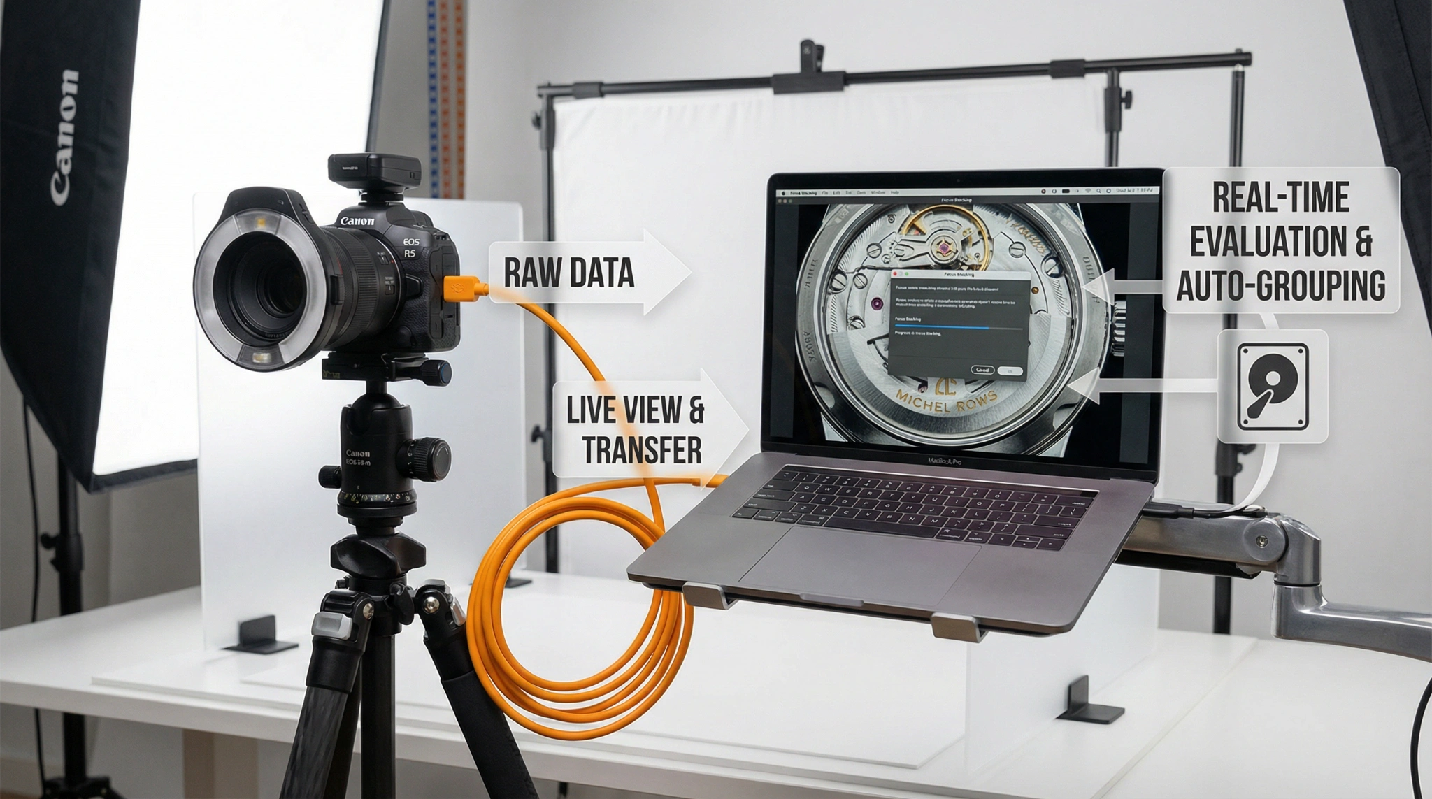 tethered capture and stacking workflow